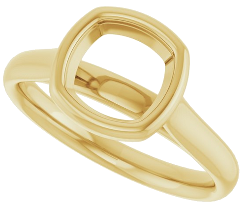14K Yellow  7 mm Cushion Solitaire Engagement Ring Mounting (5)