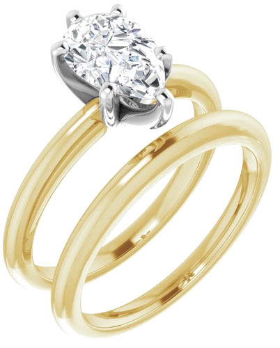 14K Yellow   White  9x6 mm Pear Solitaire Engagement Ring Mounting (6)