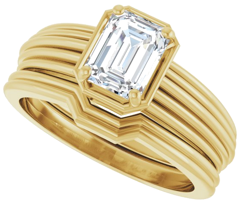 Sužadėtuvių Žiedas „Solitaire Vintage-Inspired“ 14k yellow gold Emerald 6.5mm x 5mm (10)
