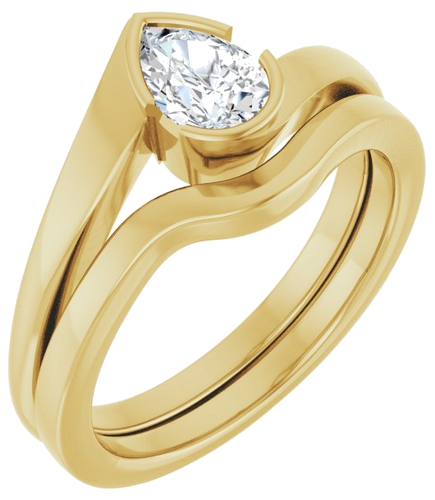 Sužadėtuvių Žiedas „Half-Bezel Solitaire“ 14k yellow gold Pear 6.5mm x 4.5mm (6)