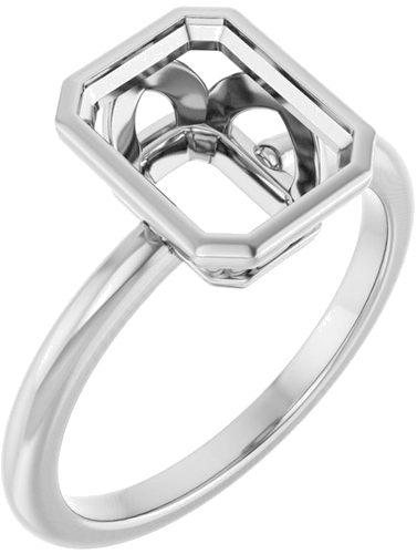 Sužadėtuvių Žiedas „Bezel-Set“ 10k white gold Emerald 9mm x 7mm (1)