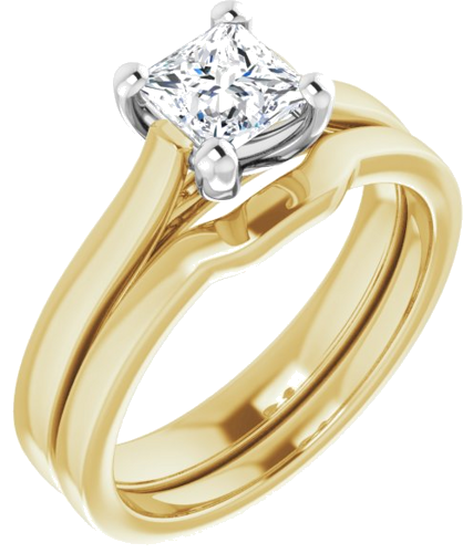 Sužadėtuvių Žiedas 10k yellow/white gold Square 5mm (6)