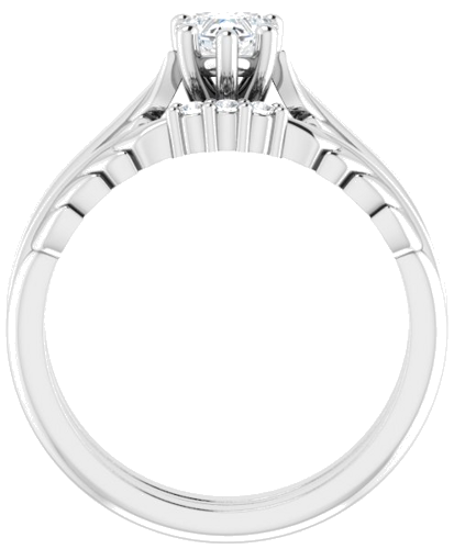 Sužadėtuvių Žiedas „Solitaire Leaf“ 10k white gold Heart 5mm (7)