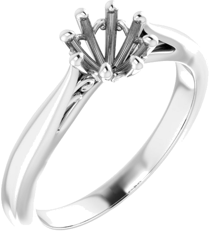 14K White 5.8 mm Round Solitaire Engagement Ring Mounting (1)