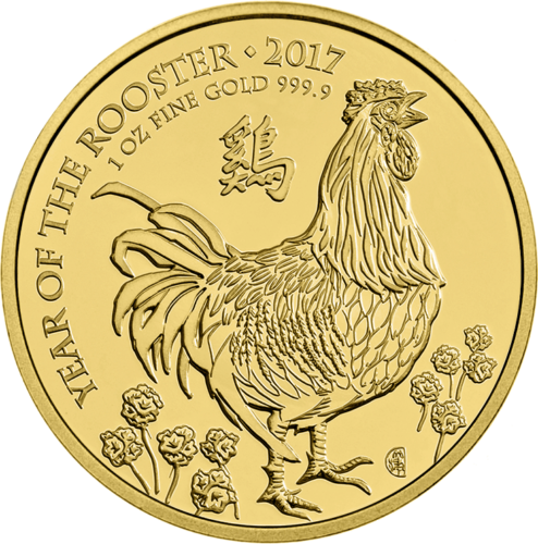 1 oz Gaidžio metai 2017 Didžioji Britanija auksinė moneta (1)