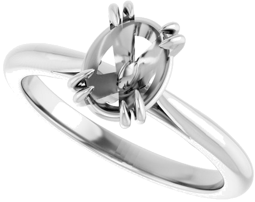 Sužadėtuvių Žiedas „Solitaire“ 585 Baltojo Aukso Oval 8mm x 6mm (5)