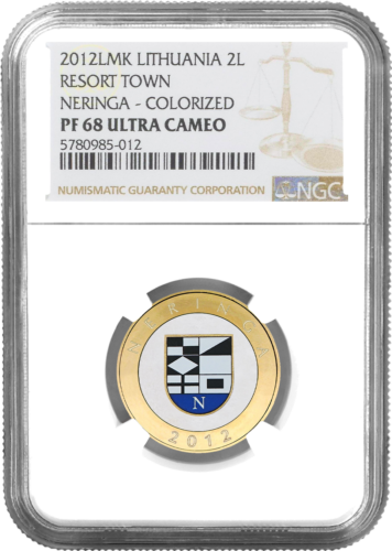 2012 Lietuva Kurortai 2 litų spalvotos proginės monetos PF 68 ULTRA CAMEO (9)