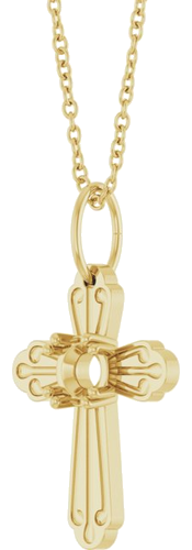 Pakabukas „Accented Cross“ 14k yellow gold Round 4.2mm (2)