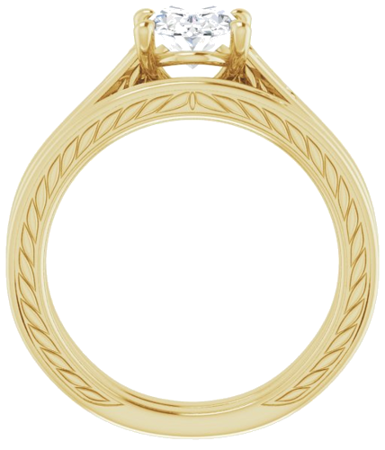 Sužadėtuvių Žiedas „Solitaire Scroll“ 14k yellow gold Oval 8mm x 6mm (7)