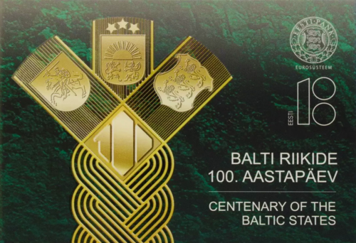 2018 Estija Baltijos valstybių 100-metis 2 eurų BU moneta kortelėje (4)
