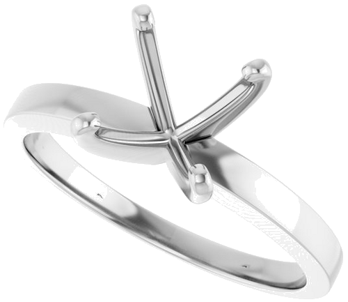 14K White 7.8-8.6 mm Round 4-Prong Solitaire Ring Mounting (5)