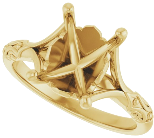 Sužadėtuvių Žiedas „Solitaire Sculptural“ 14k yellow gold Emerald 9mm x 7mm (5)