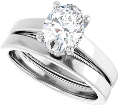 Sužadėtuvių Žiedas „Hidden Halo-Style“ 14k white gold Oval 8mm x 6mm (10)