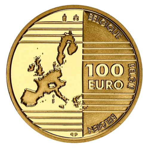 100 eurų Europos įkūrėjai 2002 Belgija Auksinė moneta (2)