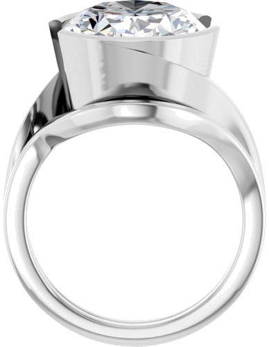 Sužadėtuvių Žiedas „Half-Bezel Solitaire“ 925 Sidabro Oval 16mm x 12mm (7)