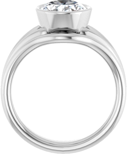 Sužadėtuvių Žiedas „Bezel-Set Solitaire“ 14k white gold Oval 10mm x 8mm (7)