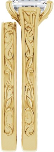 Sužadėtuvių Žiedas „Solitaire Scroll“ 14k yellow gold Emerald 7mm x 5mm (9)