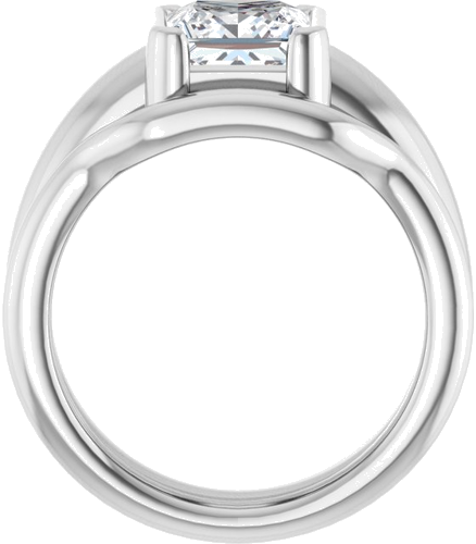 Sužadėtuvių Žiedas „Half-Bezel Solitaire“ 14k white gold Square 7mm (7)