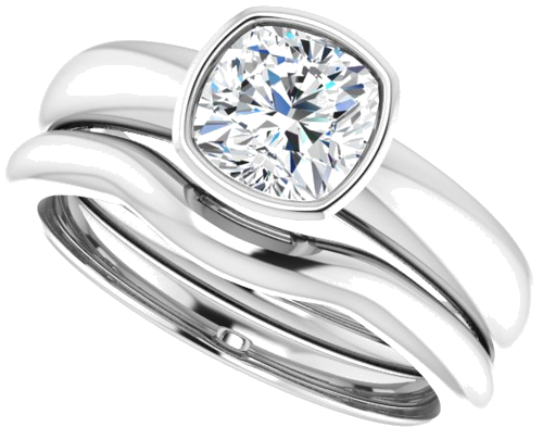 Sužadėtuvių Žiedas „Bezel-Set Solitaire“ 14k white gold Cushion 6mm (10)