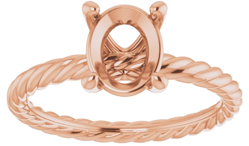 Sužadėtuvių Žiedas „Solitaire Rope“ 14k rose gold Oval 8mm x 6mm (3)