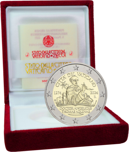 2024 Vatikanas Šv. Tomas Akvinietis 2 eurų Proof moneta (2)