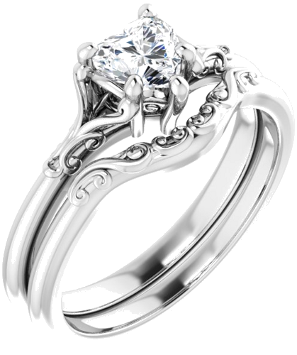 Sužadėtuvių Žiedas „Solitaire“ 10k white gold Heart 5mm (6)