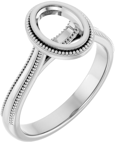 Sužadėtuvių Žiedas „Bezel-Set Solitaire“ 14k white gold Oval 7.5mm x 5.5mm (1)