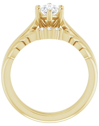 Sužadėtuvių Žiedas „Solitaire Leaf“ 14k yellow gold Marquise 10mm x 5mm (7)
