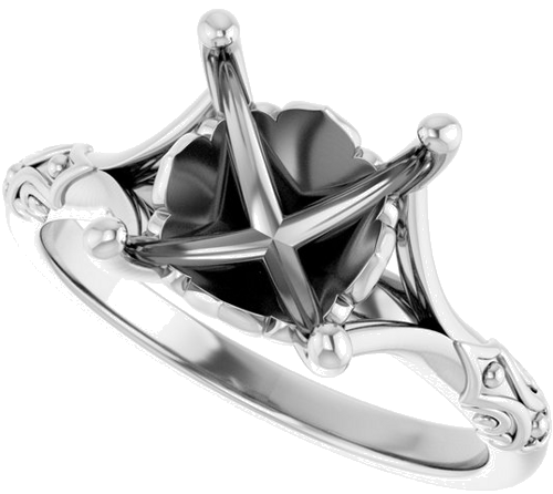 Sužadėtuvių Žiedas „Solitaire Sculptural“ 14k white gold Asscher 8mm (5)