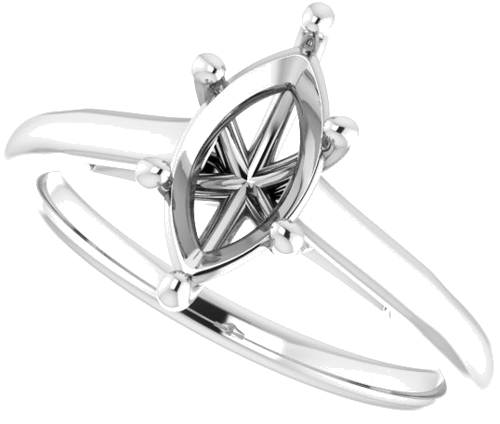 14K White  10x5 mm Marquise Solitaire Engagement Ring Mounting (5)