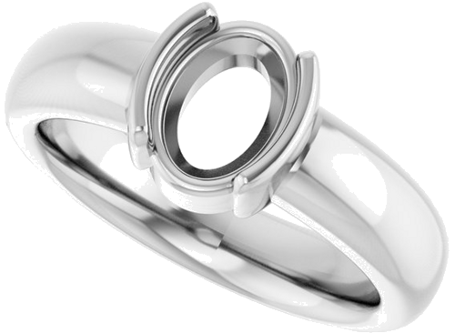 Sužadėtuvių Žiedas „Half-Bezel Solitaire“ 14k white gold Oval 8mm x 6mm (5)