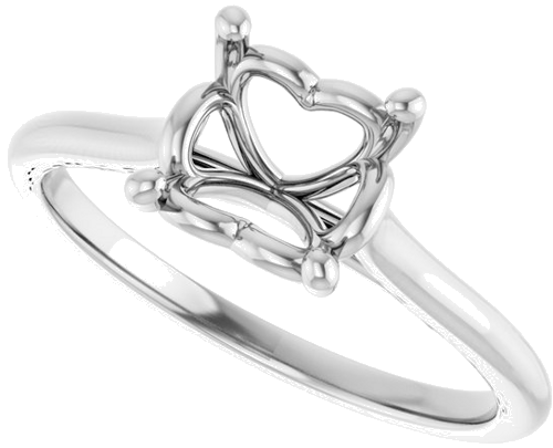 14K White  5.5 mm Square Solitaire Engagement Ring Mounting (5)