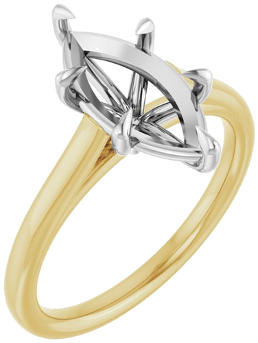 Sužadėtuvių Žiedas „Claw-Pong“ 14k yellow/white gold Marquise 13mm x 6.5mm (1)