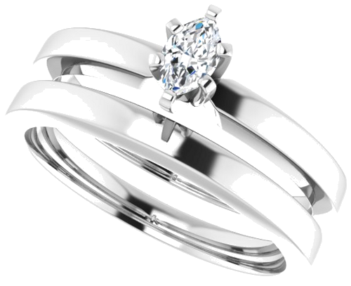 Sužadėtuvių Žiedas „Solitaire“ 14k white gold Marquise 5mm x 3mm (10)