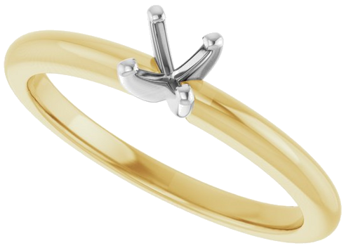14K Yellow   White  4.1 mm Round Solitaire Engagement Ring Mounting (5)