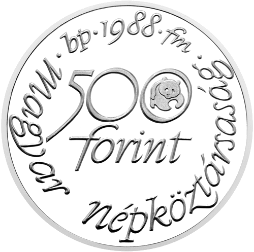 500 forintų Pasaulio gamtos fondas 1988 Vengrija sidabrinė moneta (2)