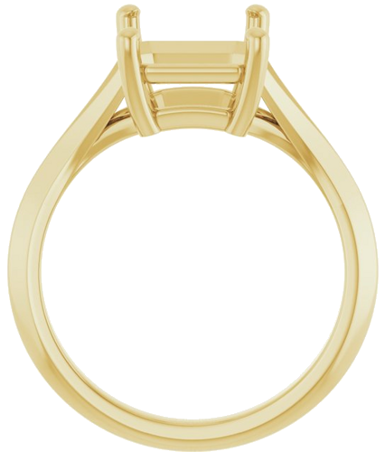 Sužadėtuvių Žiedas „Solitaire Split Shank“ 14k yellow gold Emerald 10mm x 8mm (2)