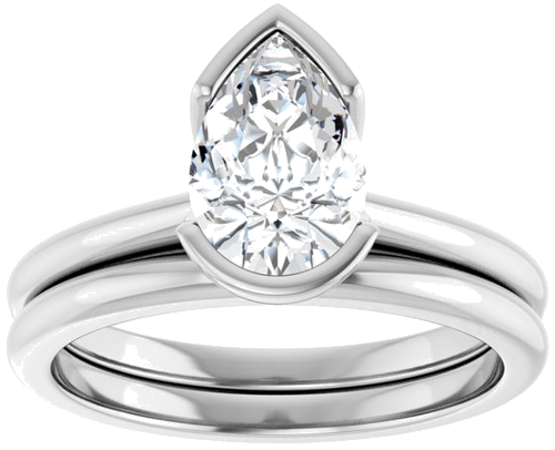 Sužadėtuvių Žiedas „Half-Bezel“ 14k white gold Pear 9mm x 6mm (8)