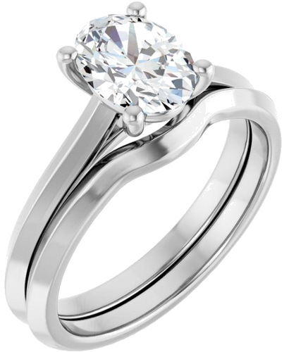 Sužadėtuvių Žiedas „Solitaire“ 585 Baltojo Aukso Oval 8mm x 6mm (6)