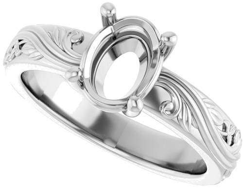 Sužadėtuvių Žiedas „Solitaire Sculptural“ 925 Sidabro Oval 8mm x 6mm (5)