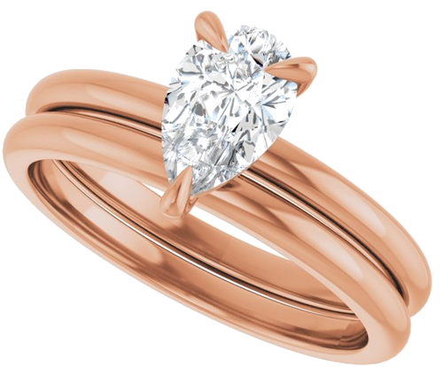 Sužadėtuvių Žiedas „Solitaire“ 14k rose gold Pear 8mm x 5mm (10)