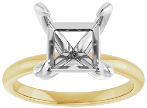Sužadėtuvių Žiedas „Solitaire“ 14k yellow/white gold Square 8mm (3)