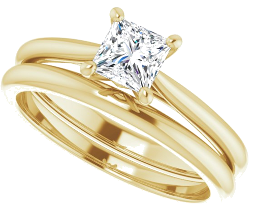 Sužadėtuvių Žiedas „Solitaire“ 14k yellow gold Square 4.5mm (10)