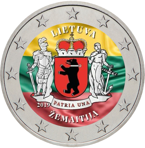2019 Литва Жемайтия 2 евро монета (цветна) (1)