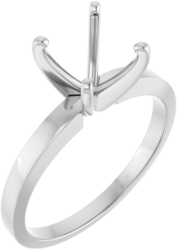 14K White 7.8-8.6 mm Round 4-Prong Solitaire Ring Mounting (1)