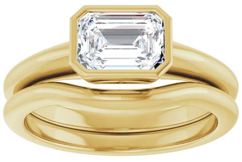 Sužadėtuvių Žiedas „Bezel-Set Solitaire“ 14k yellow gold Emerald 7mm x 5mm (8)