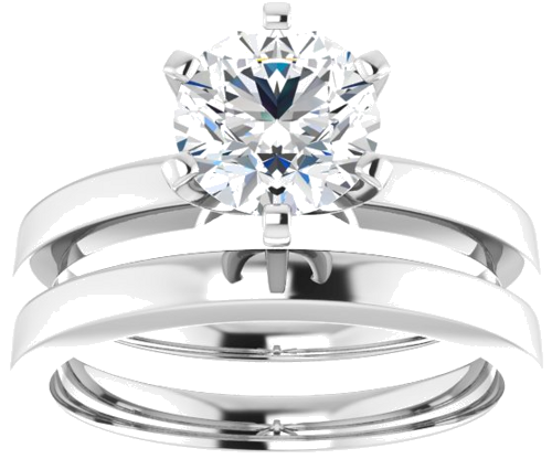 Sužadėtuvių Žiedas „Solitaire“ 585 Baltojo Aukso Round 7mm (8)