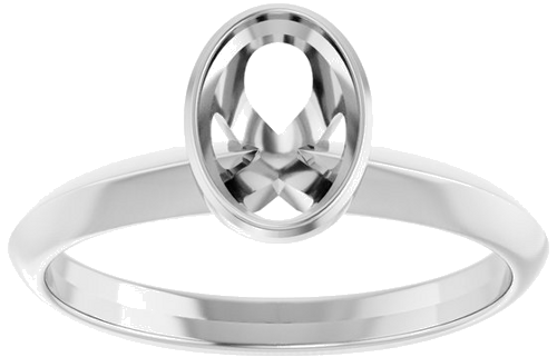 14K White 7 x 5 mm Oval Solitaire Engagement Ring Mounting (3)