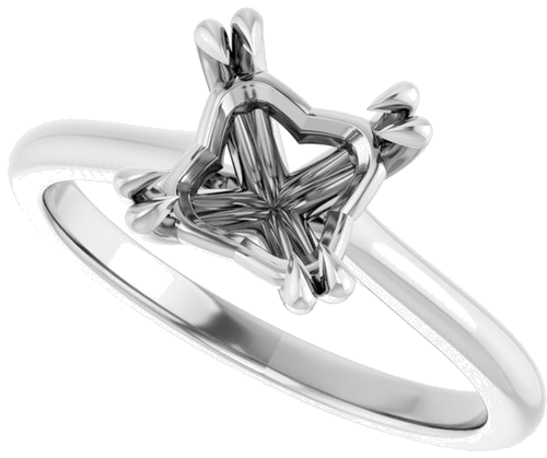 Sužadėtuvių Žiedas „Double Claw-Prong“ 950 Platinos Square 6.5mm (5)
