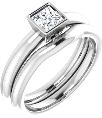 Sužadėtuvių Žiedas „Bezel-Set Solitaire“ 14k white gold Square 4mm (6)